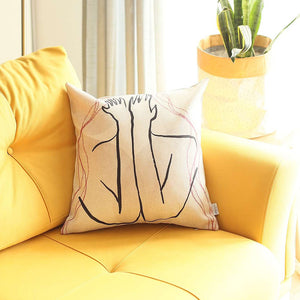 Cojín estampado de cara oculta blanca