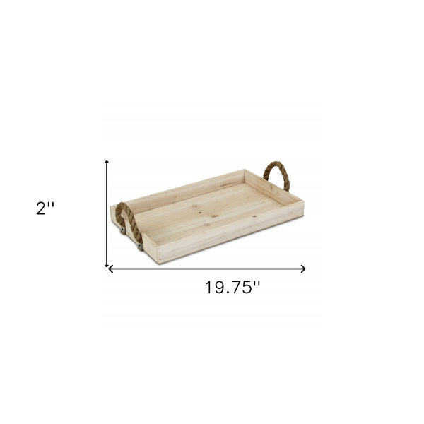 Natural Wooden Tray with Rope Handles