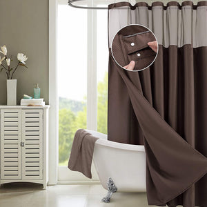 Brown Modern Grid Shower Curtain and Liner Set