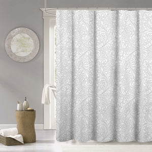 Silver Baroque Pattern Shower Curtain