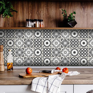 5" X 5" Black and White Multi  Peel and Stick Removable Tiles