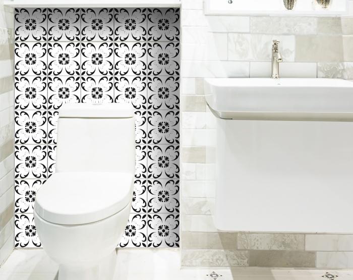 4" X 4" Black and White Delia Peel and Stick Removable Tiles