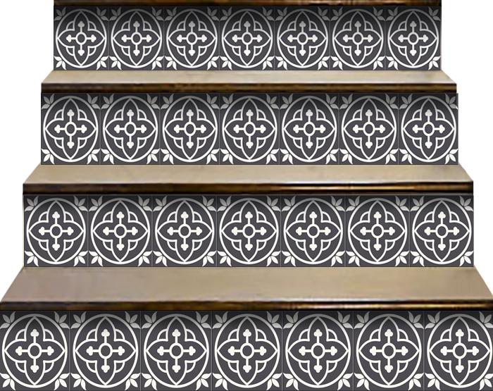 Tulipa Gray and White Peel and Stick Removable Tiles - 4" x 4"