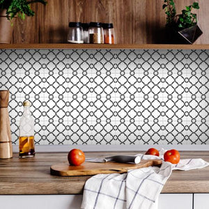 6" X 6" Black and White Prism Peel and Stick Removable Tiles