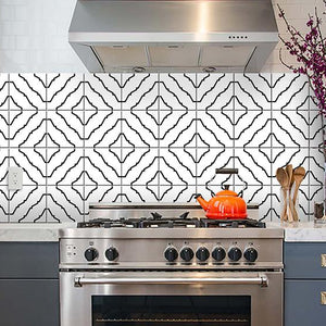 4" X 4" Black and White XL Prism Peel and Stick Removable Tiles