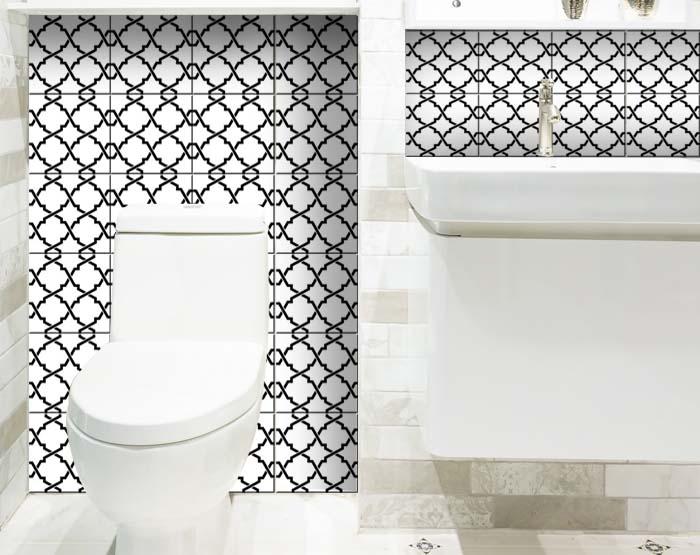 5" X 5" Black and White Quatrefoil Peel and Stick Tiles