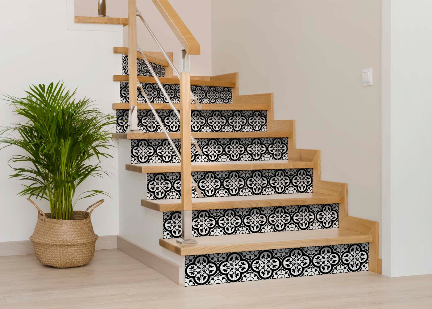 7" X 7" Black and White Roka Peel and Stick Removable Tiles