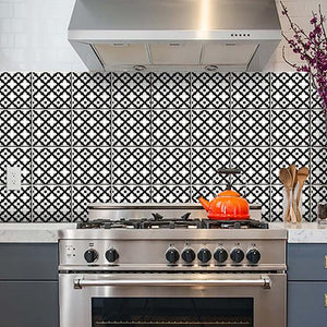 6" X 6" Black and White Dia Peel and Stick Removable Tiles