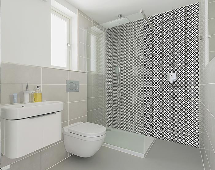 8" X 8" Black and White Dia Peel and Stick Removable Tiles