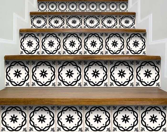 5" X 5" Black and White Rolla Peel and Stick Removable Tiles