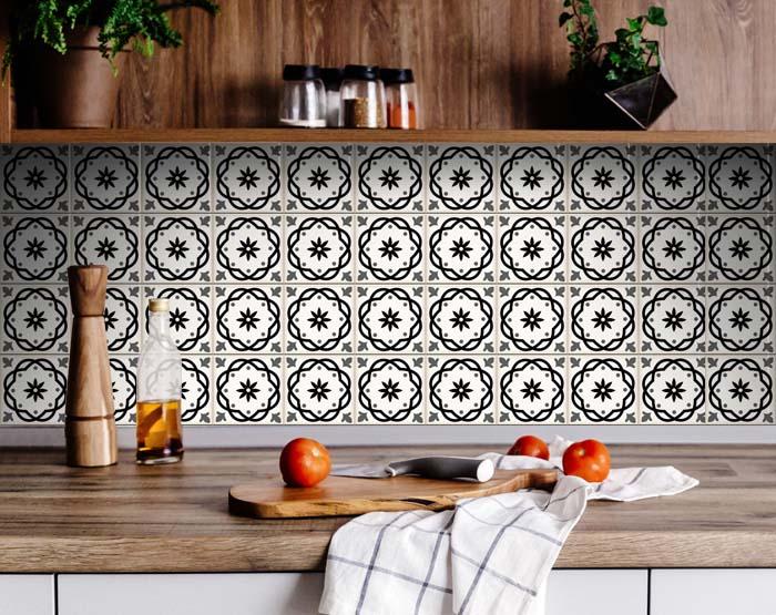 8" X 8" Black and White Rolla Peel and Stick Removable Tiles