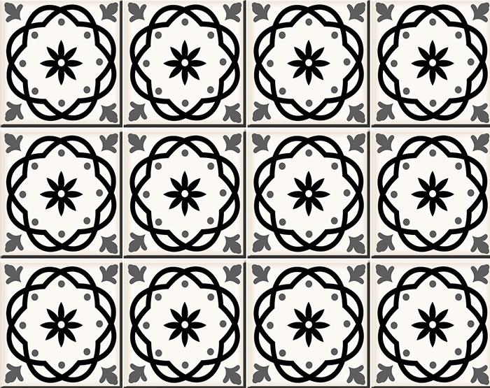 8" X 8" Black and White Rolla Peel and Stick Removable Tiles