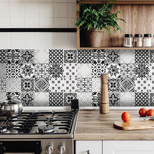 6" X 6" Black White and Gray Bella Peel and Stick Tiles
