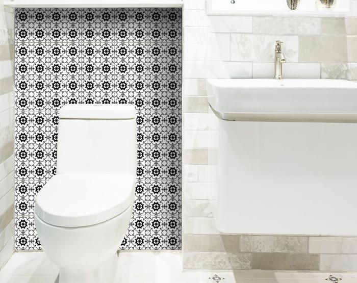 7" X 7" Black and White Gerber Peel and Stick Removable Tiles