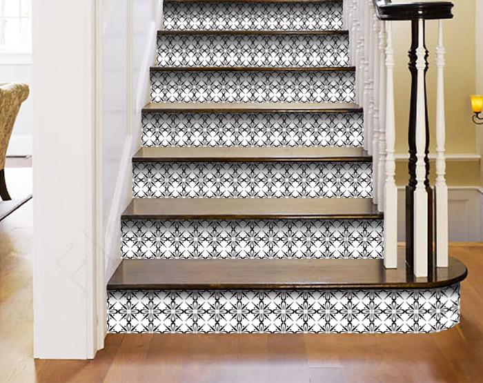 6" X 6" Black and White Quattra Peel and Stick Removable Tiles