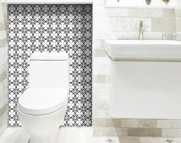 6" X 6" Black and White Quattra Peel and Stick Removable Tiles