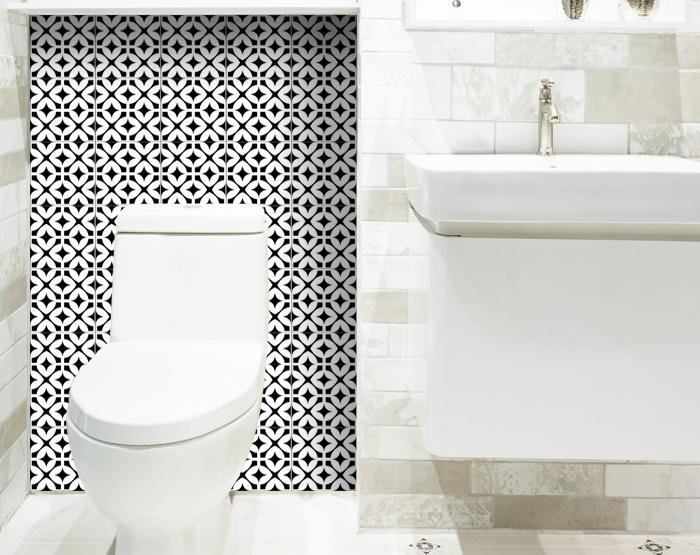 5" X 5" Black and White Pinna Peel and Stick Removable Tiles