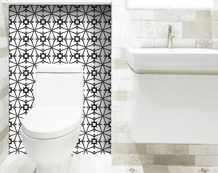 5" X 5" Black and White Clove Peel and Stick Removable Tiles