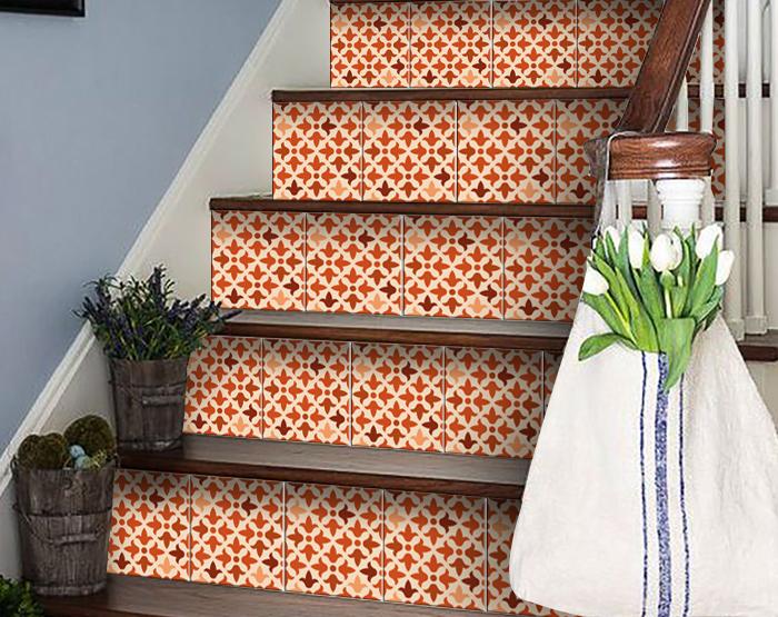 8" X 8" Terra Cotta Tango Peel and Stick Tiles