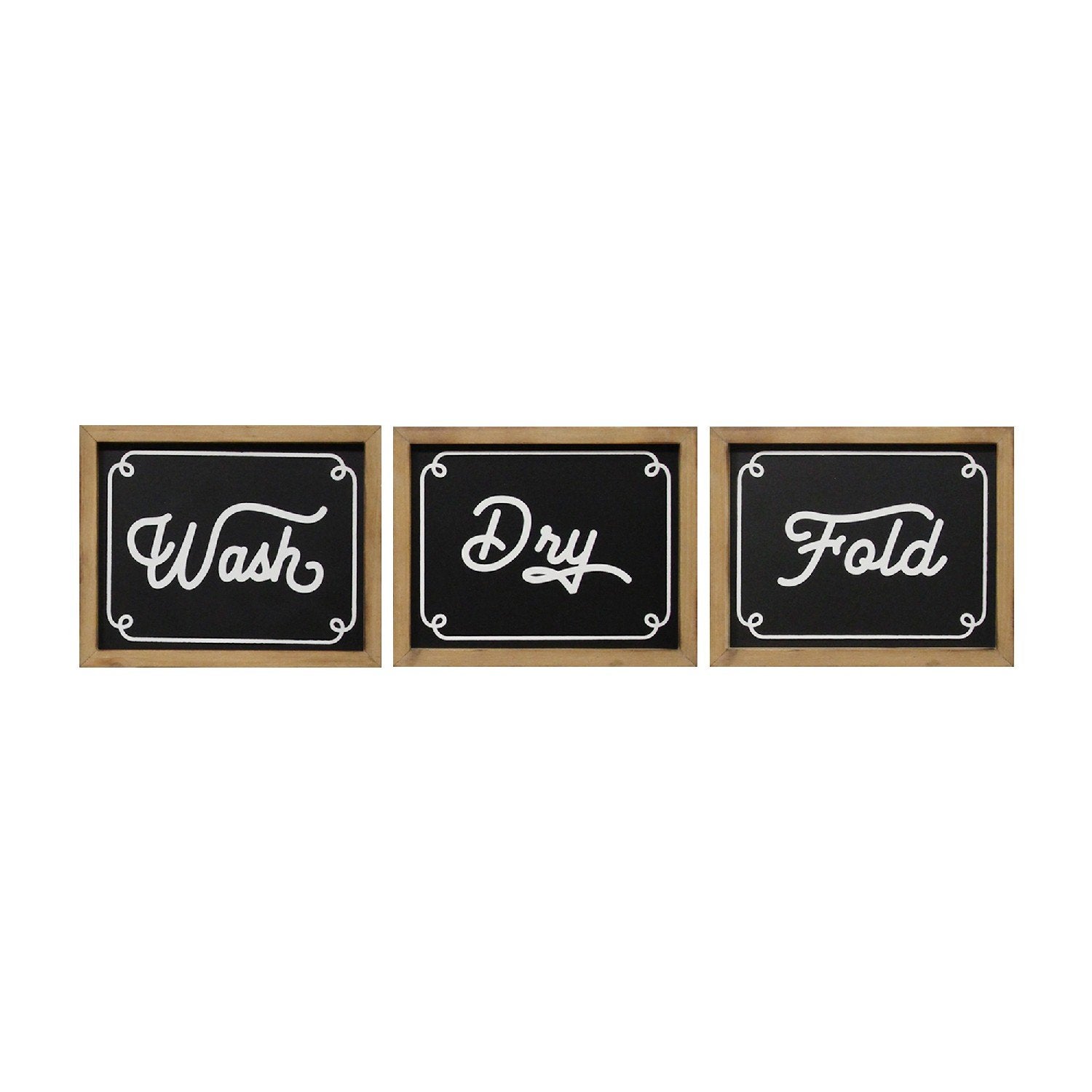 'Wash Dry Fold' Rustic Laundry Wall Art 3pc Set