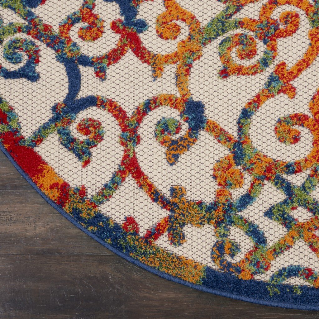 Round Rainbow Colored Indoor Outdoor Area Rug 4’