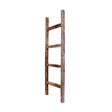 Rustic Weathered Grey Wood Ladder Shelf 4 Step