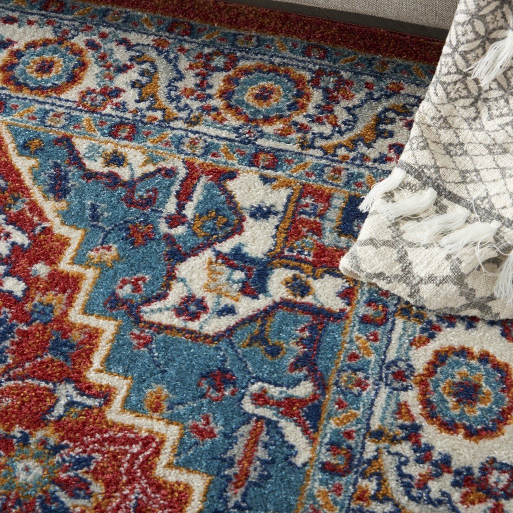 Red and Ivory Medallion Area Rug 4’ x 6’