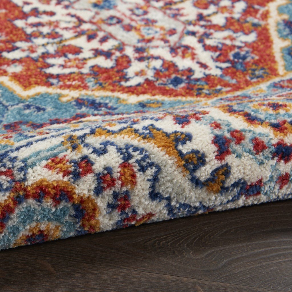 Red and Ivory Medallion Area Rug 4’ x 6’