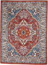 Red and Ivory Medallion Area Rug 4’ x 6’