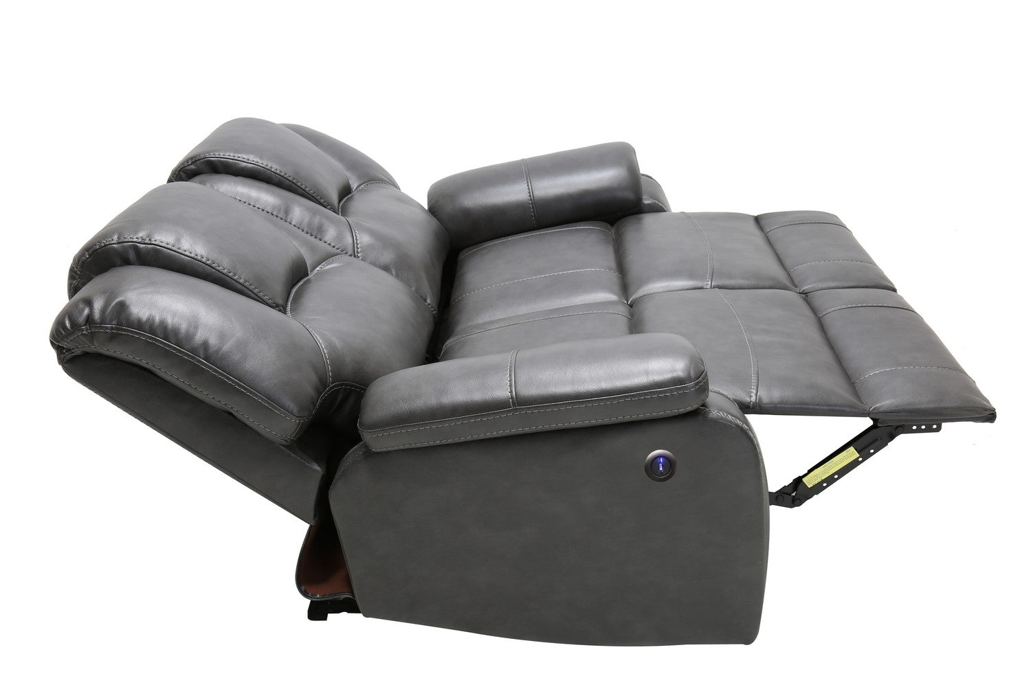 Contemporary Grey Leather Power Reclining Loveseat 40"