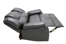 Contemporary Grey Leather Power Reclining Loveseat 40