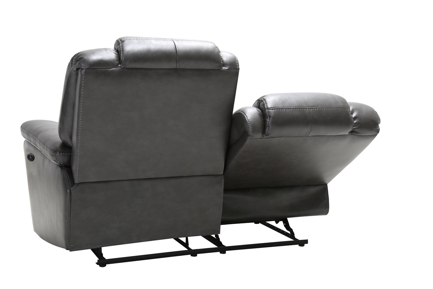 Contemporary Grey Leather Power Reclining Loveseat 40"