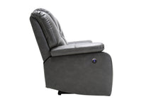 Contemporary Grey Leather Power Reclining Loveseat 40