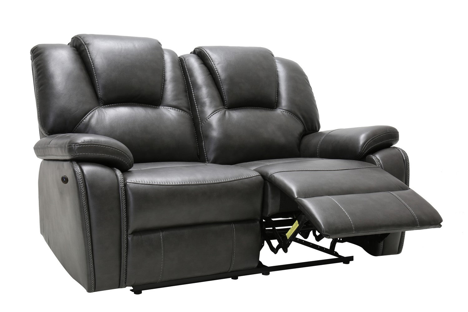 Contemporary Grey Leather Power Reclining Loveseat 40"