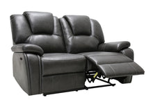 Contemporary Grey Leather Power Reclining Loveseat 40