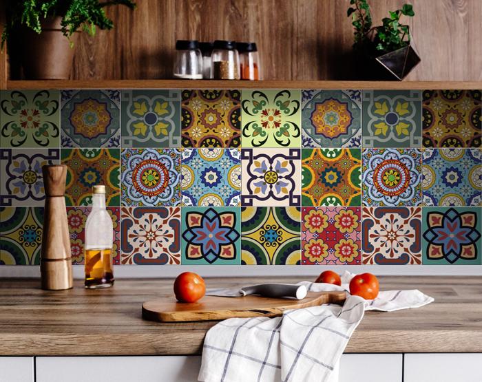 5" X 5" Auguri Flora Peel and Stick Removable  Tiles