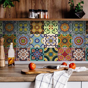 5" X 5" Auguri Flora Peel and Stick Removable  Tiles