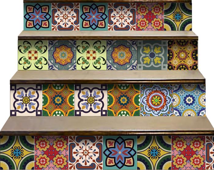 5" X 5" Auguri Flora Peel and Stick Removable  Tiles