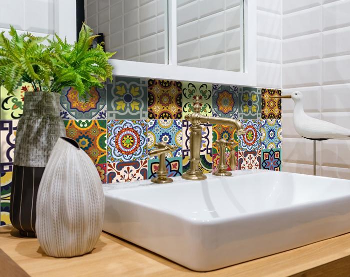 6" X 6" Auguri Flora Peel and Stick Removable  Tiles