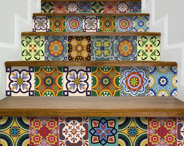 7" X 7" Auguri Flora Peel and Stick Removable  Tiles