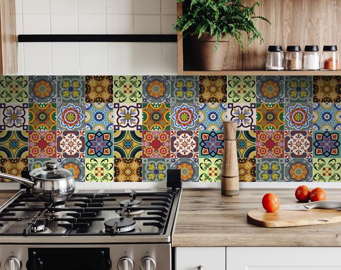 8" X 8" Auguri Flora Peel and Stick Removable  Tiles