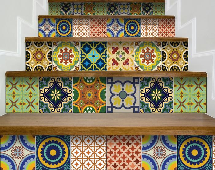 6" X 6" Auguri Mix Peel and Stick Removable  Tiles