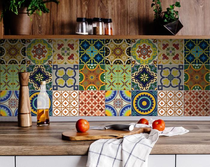 8" X 8" Auguri Mix Peel and Stick Removable  Tiles