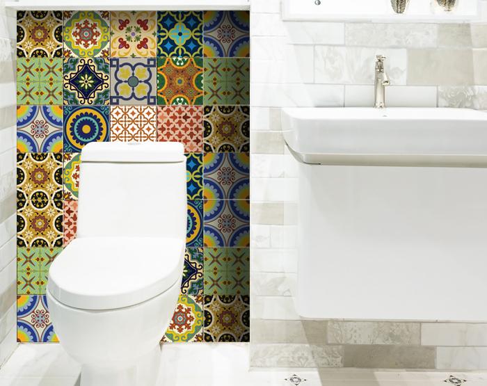 8" X 8" Auguri Mix Peel and Stick Removable  Tiles