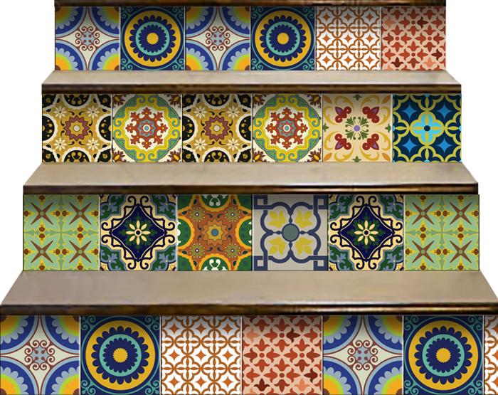 8" X 8" Auguri Mix Peel and Stick Removable  Tiles