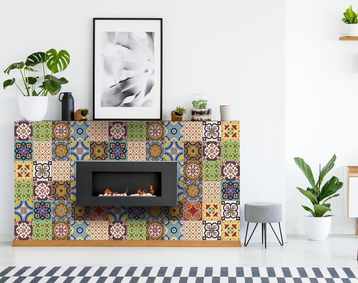 8" X 8" Auguri Geo Peel and Stick Removable  Tiles