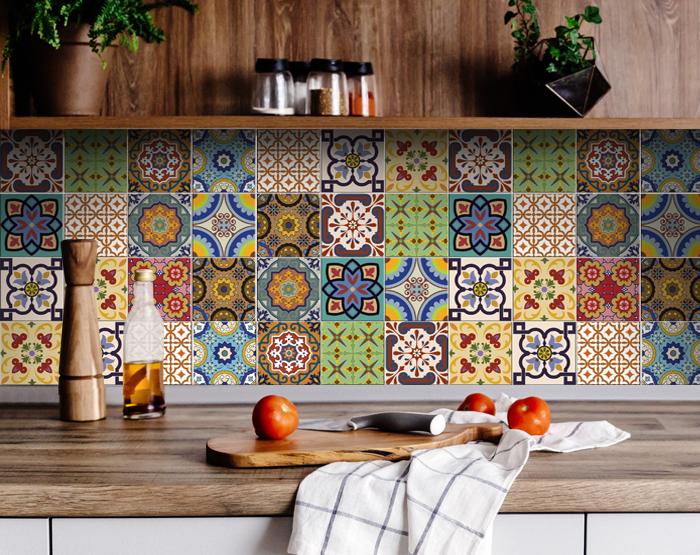 8" X 8" Auguri Geo Peel and Stick Removable  Tiles