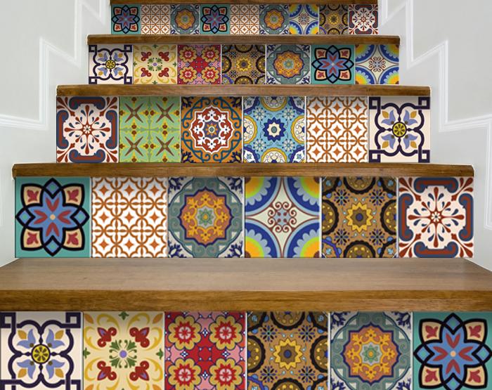 8" X 8" Auguri Geo Peel and Stick Removable  Tiles