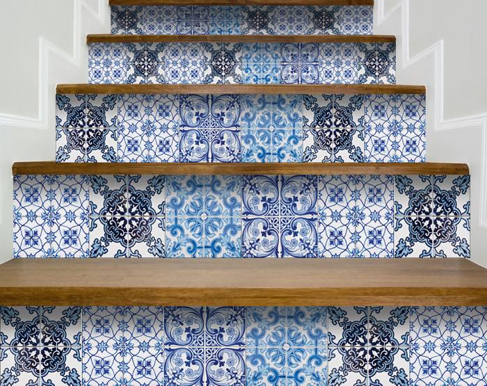 4" X 4" Mediterranean Blues Mosaic Peel and Stick Tiles