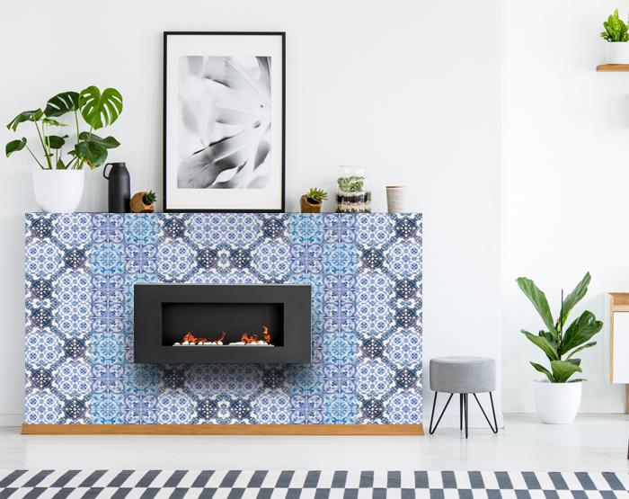 6" X 6" Mediterranean Blues Mosaic Peel and Stick Tiles